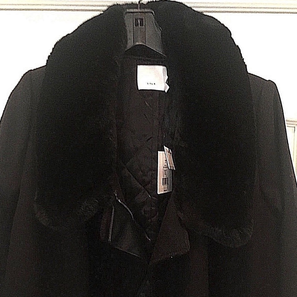 Vince Black Wool Long Sleeve Rabbit Fur